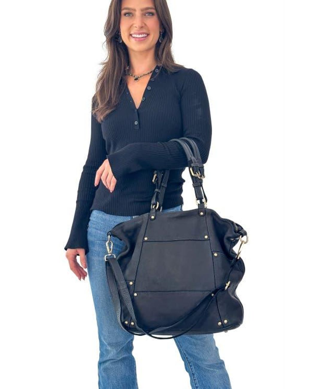 Bolsa Nova Black Nora Patchwork Tote