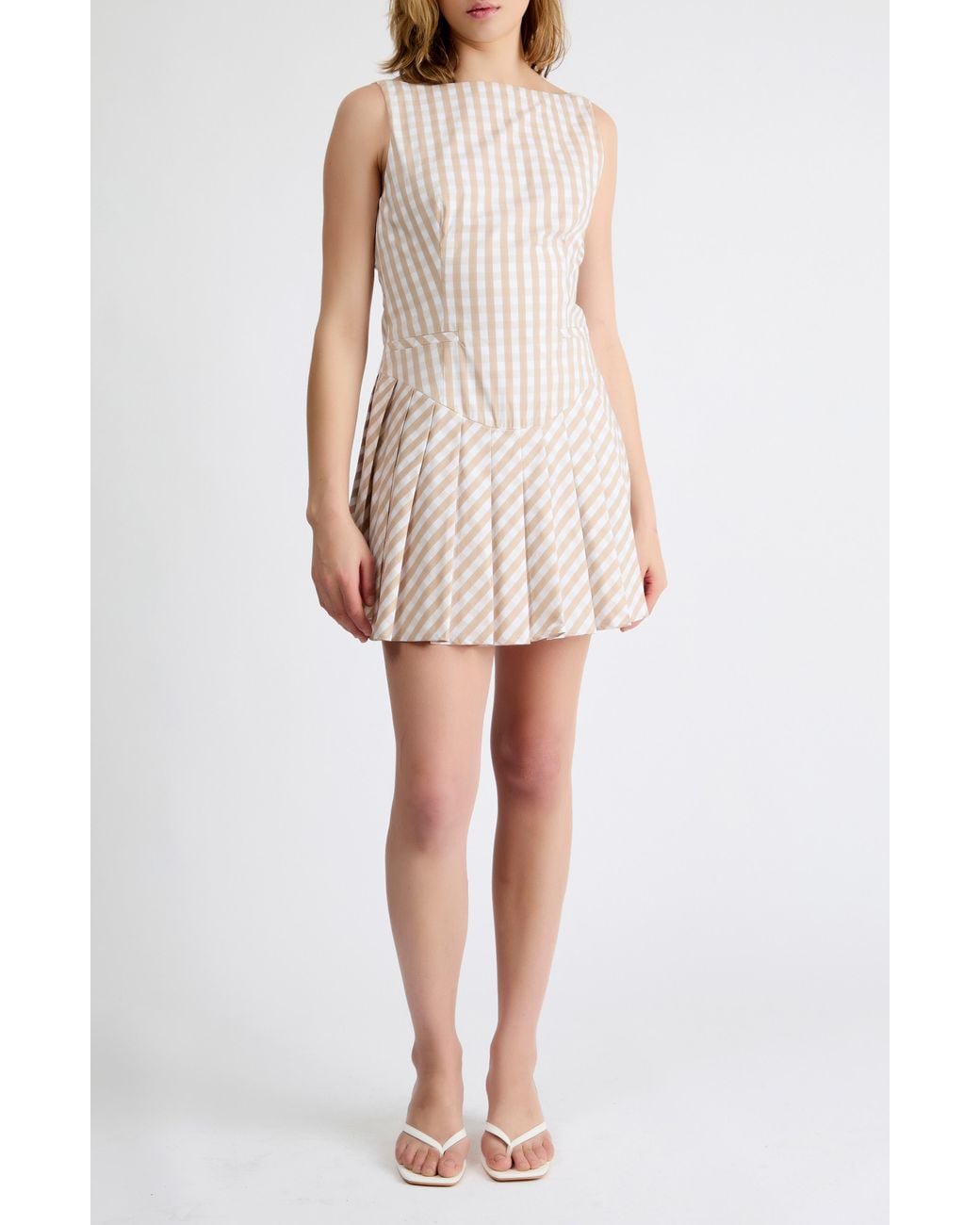 Extro & Vert White Ivy Gingham Minidress