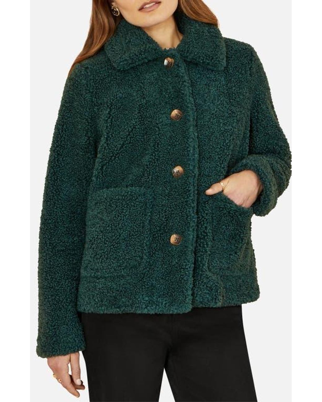 Yumi' Green Short Teddy Bear Jacket