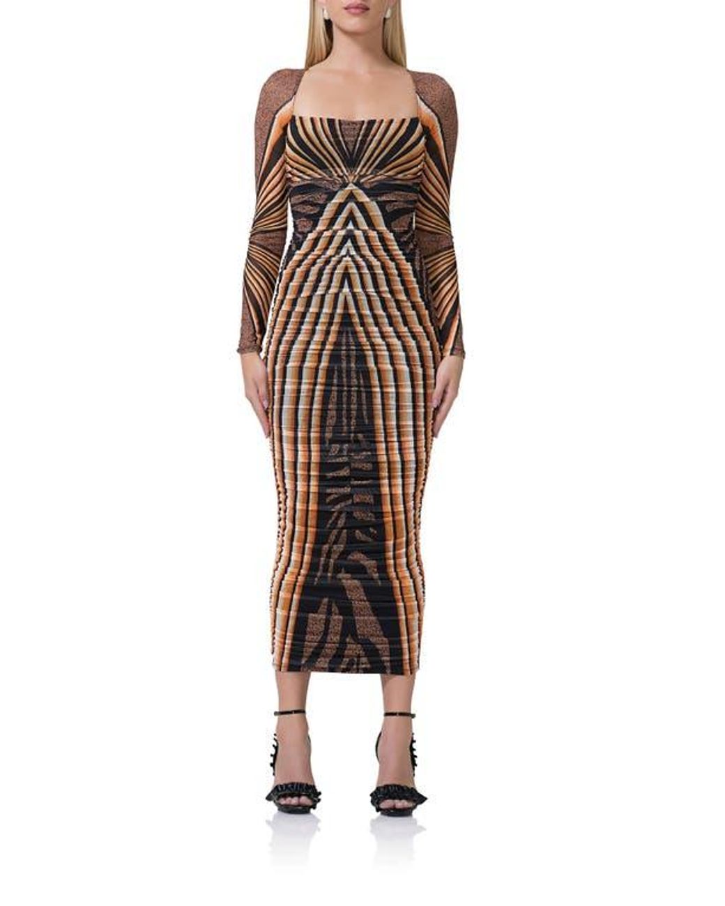 maggie ruched long sleeve body-con midi dress AFRM Maggie Ruched Long Sleeve Body-Con Midi Dress