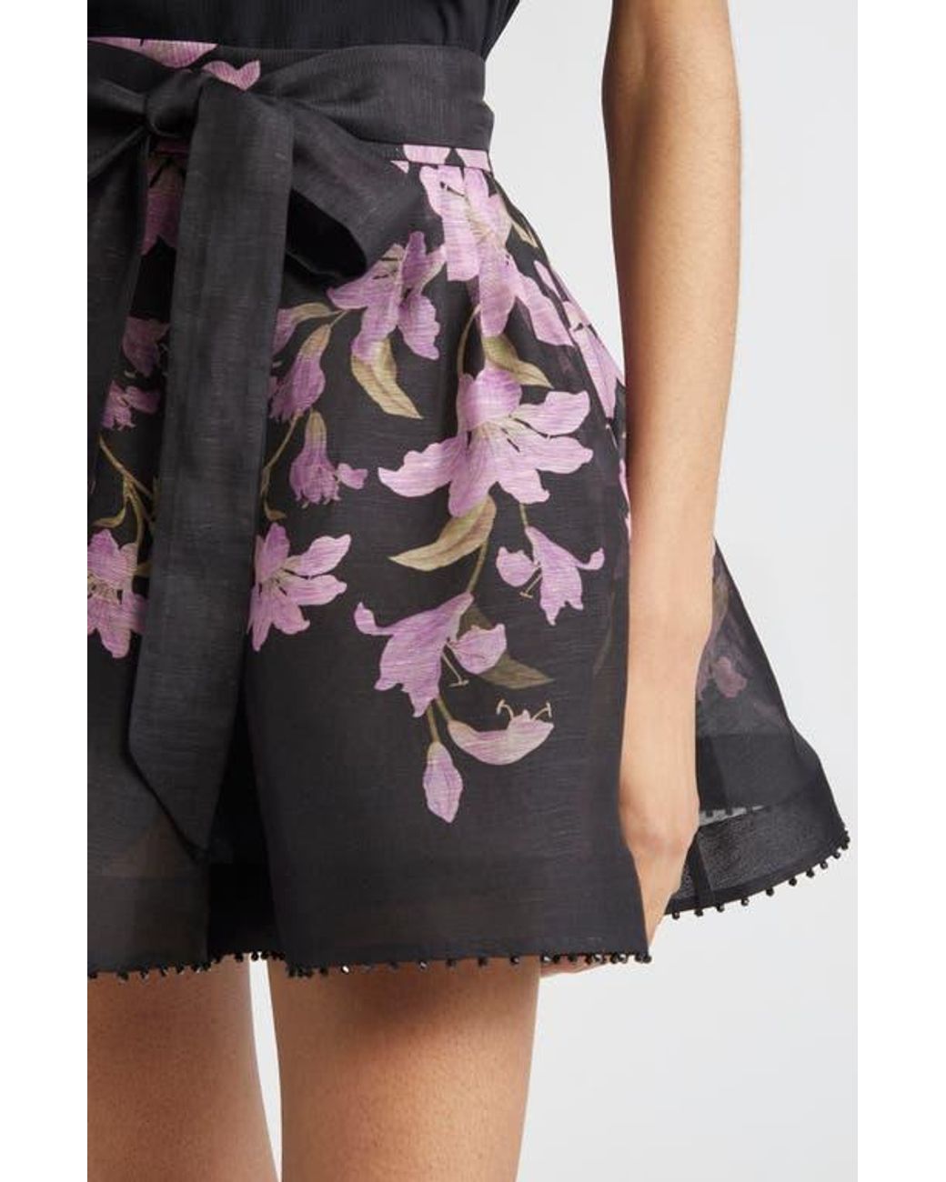 Zimmermann Dawning Beaded Tucked Shorts in Black | Lyst