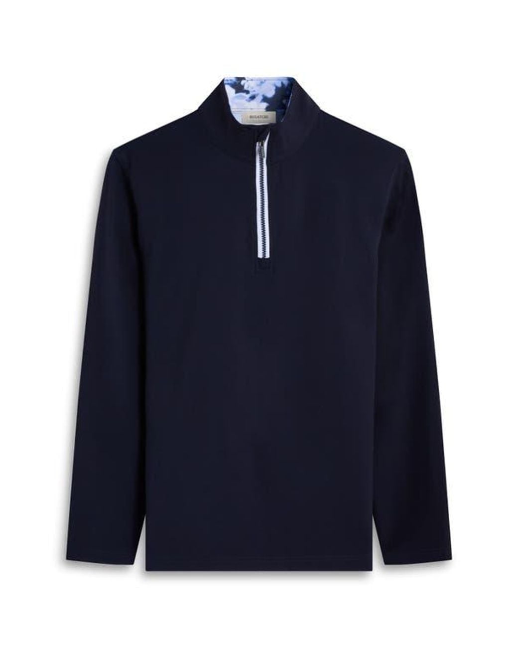 Bugatchi Blue Solid Quarter Zip Pullover for men