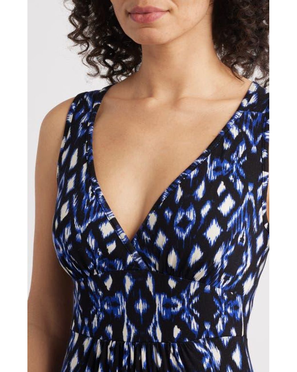 Loveappella Sleeveless Jersey Maxi Dress in Blue | Lyst