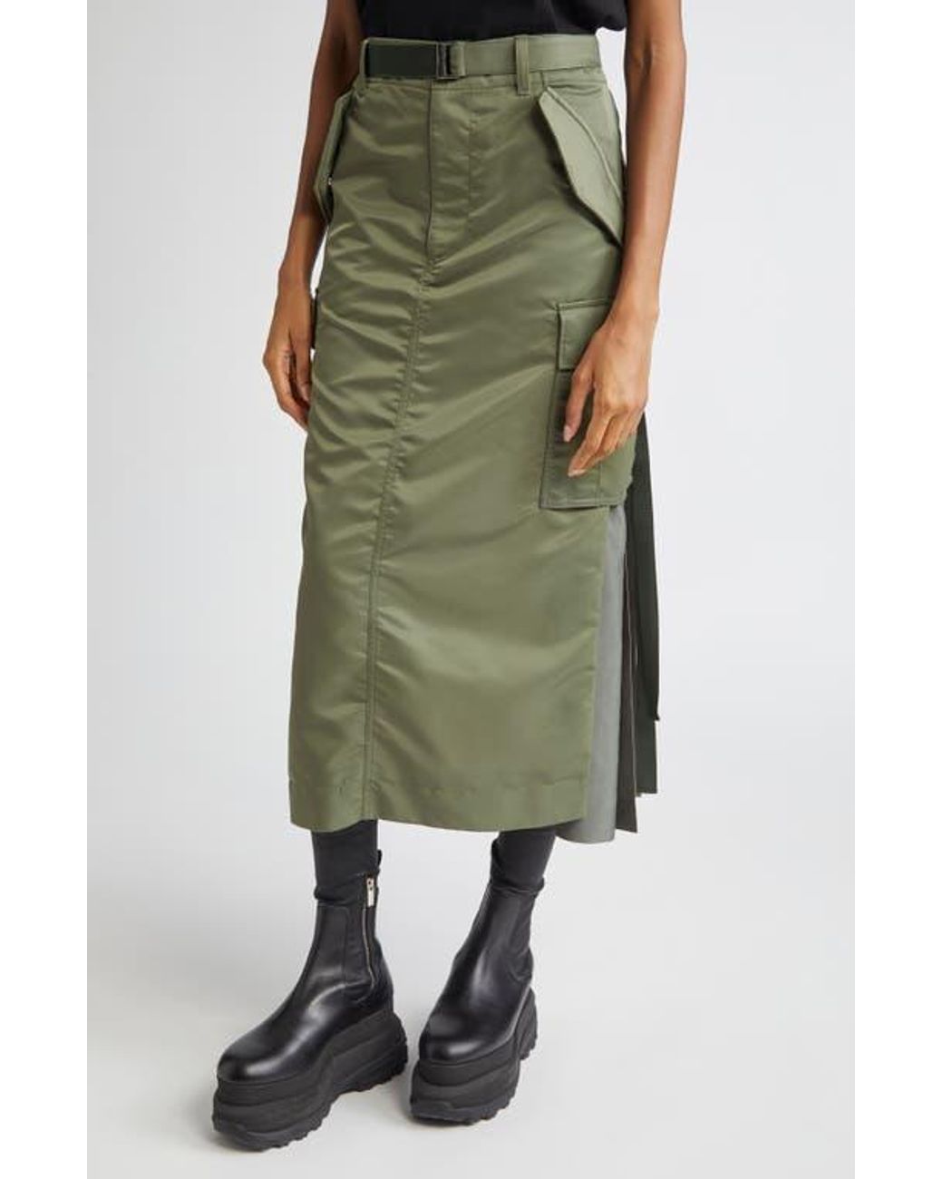 スカート sacai FW25 Cargo skirt (SCW204 501) SACAI Belted Cargo Midi Skirt - Bergdorf Goodman