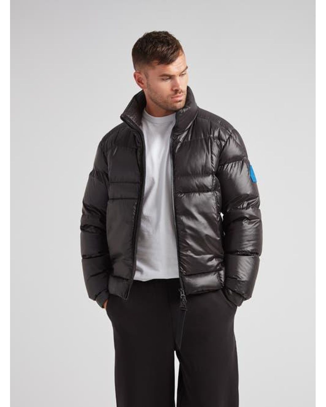 Jacket Gray Ez Boxed Funnel Neck Puffer Jacket for men