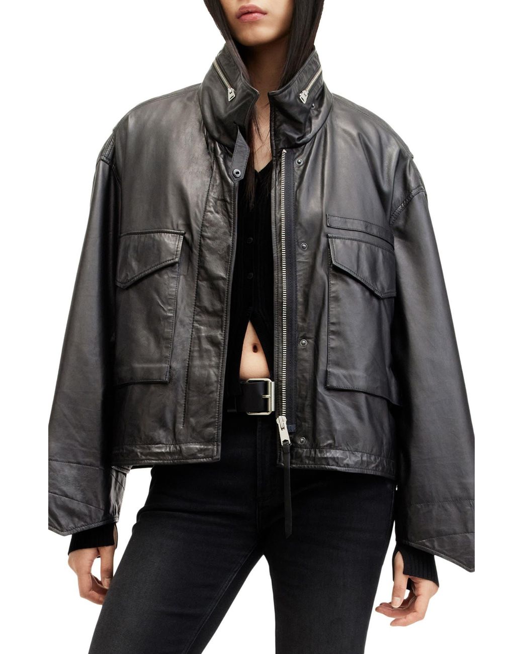 AllSaints Black Clay Leather Jacket