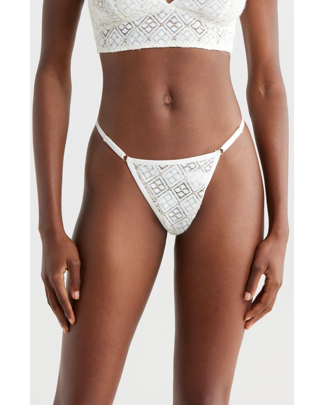 Kilo Brava Brown Metallic Geometric Lace G-String
