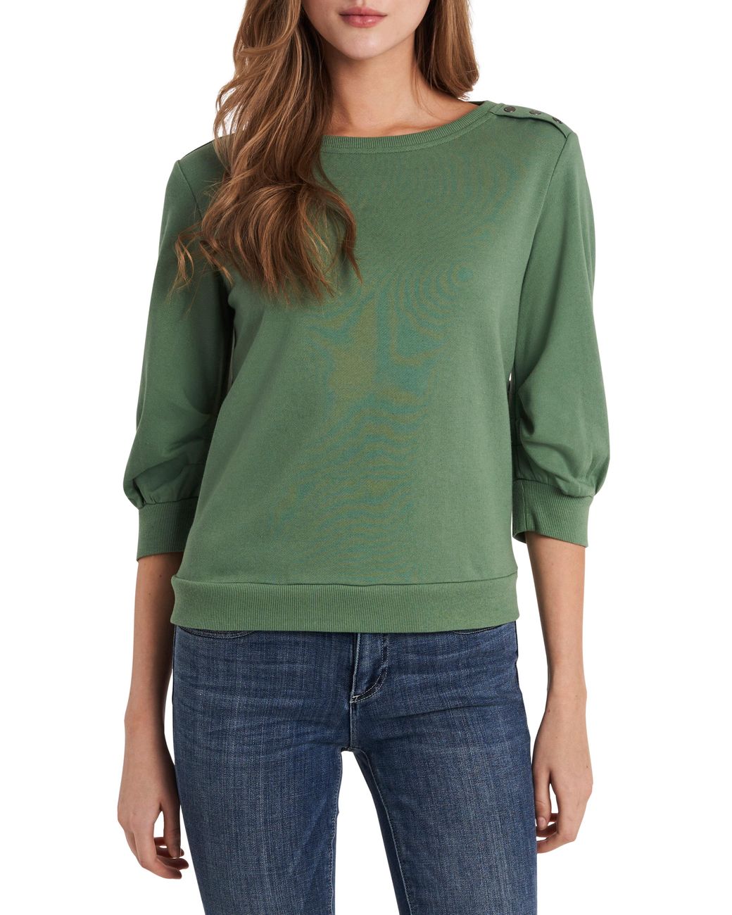 Vince Camuto Puff Sleeve Top in Green - Lyst