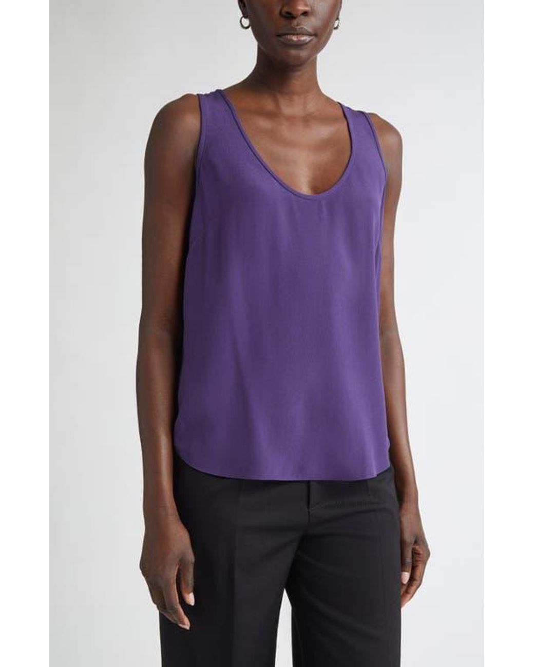 St. John Purple Silk Crepe Shell