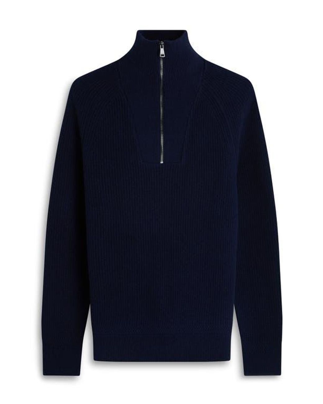 Bugatchi Blue Merino Wool & Cotton Quarter Zip Pullover for men