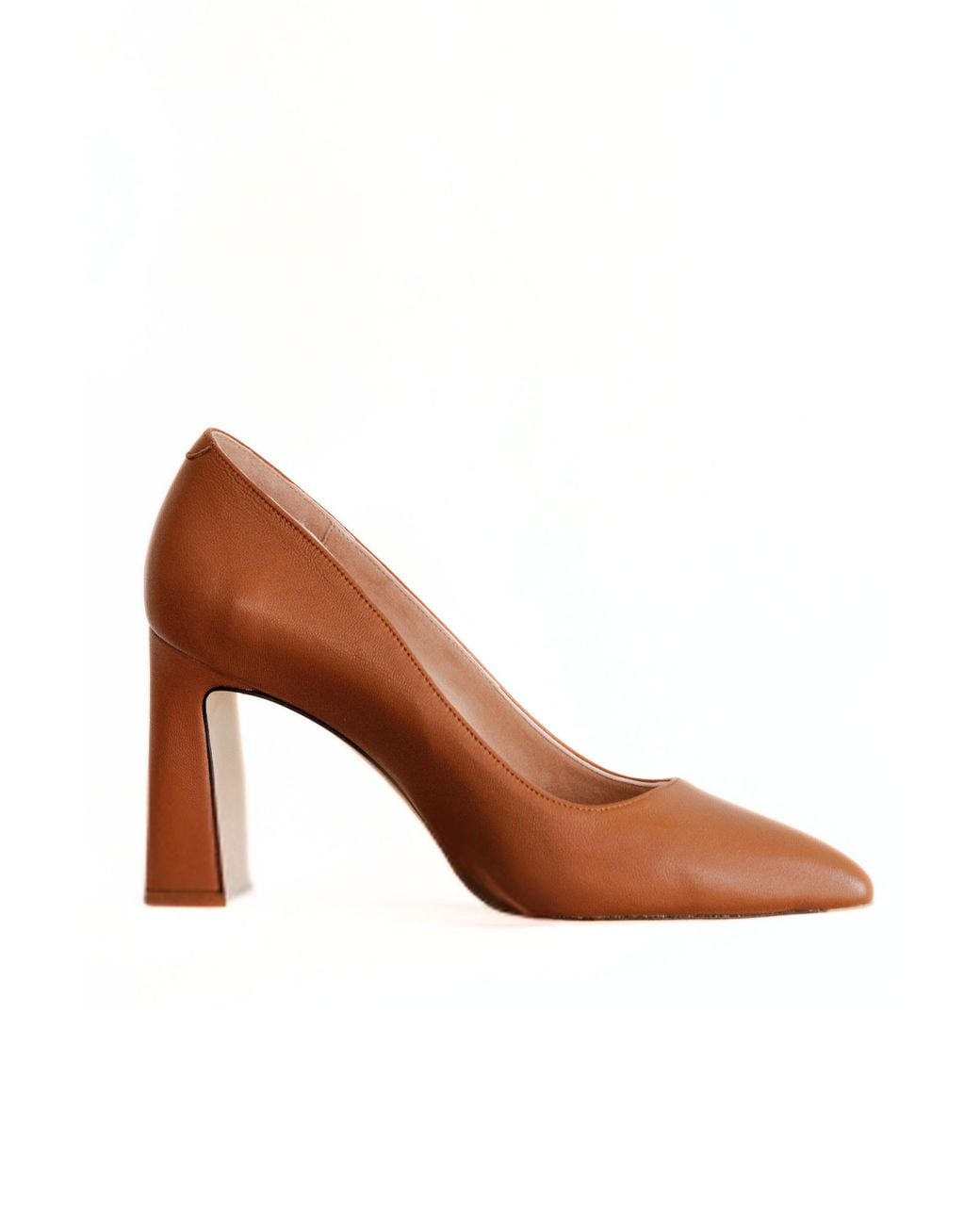 Ally Shoes Brown Bold Block Heel Pump