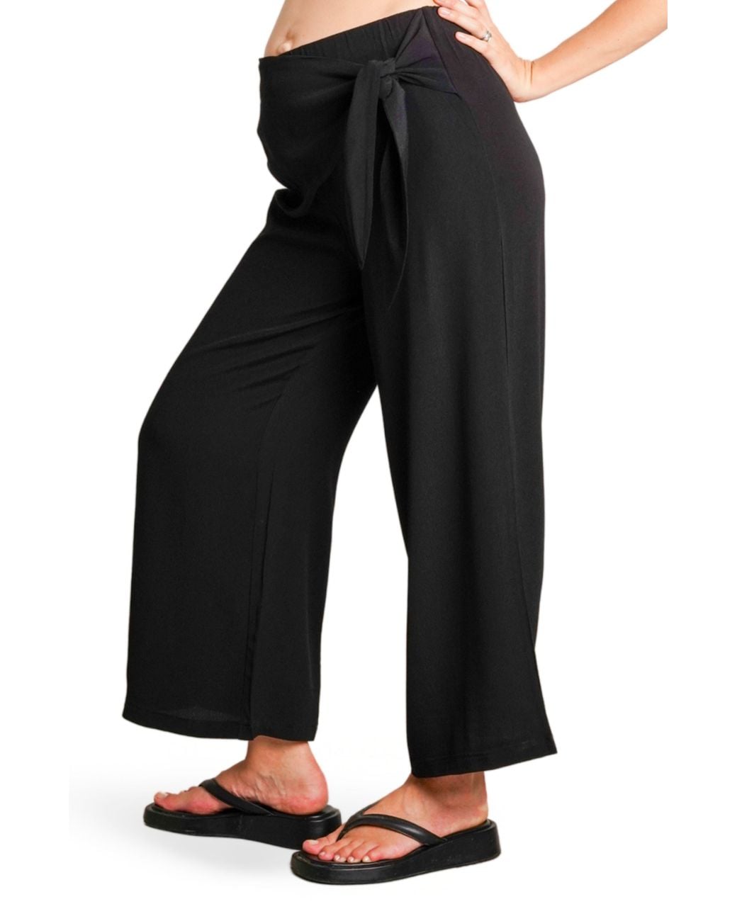 Nom Maternity Black The Easy Wrap Maternity Wide-Leg Pants