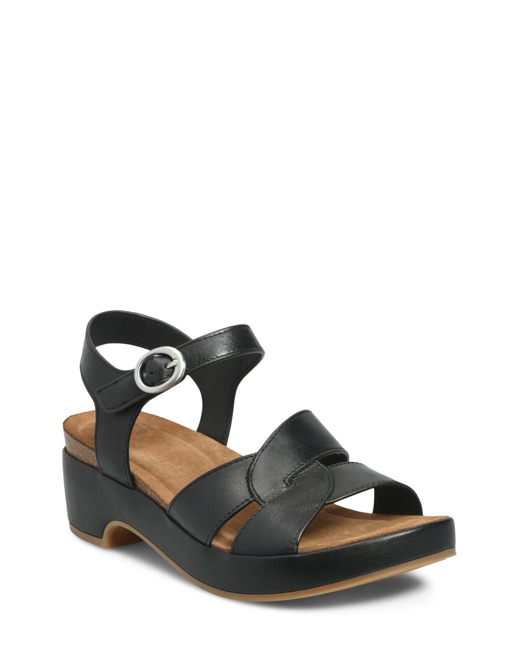 Söfft Black Capri Ankle Strap Platform Sandal