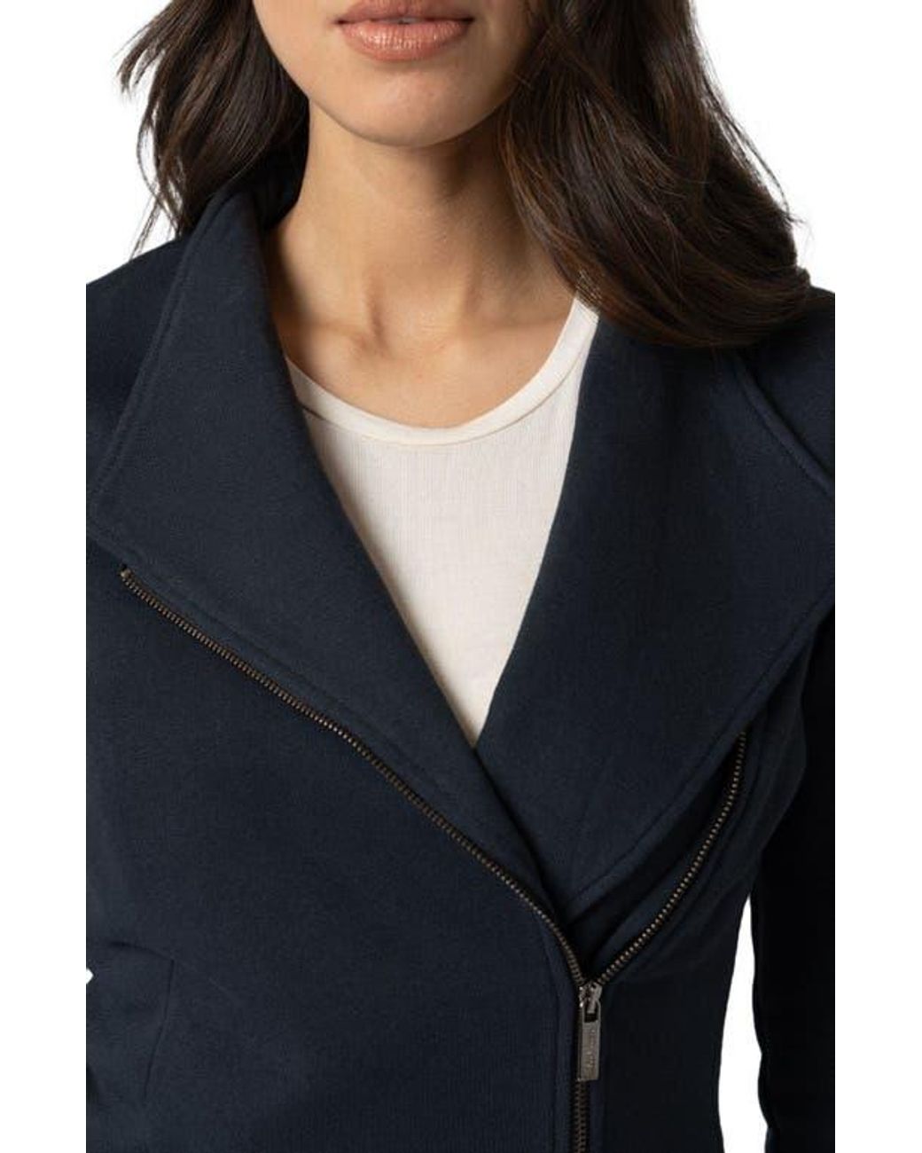Saint + Sofia Blue Cotton Biker Jacket