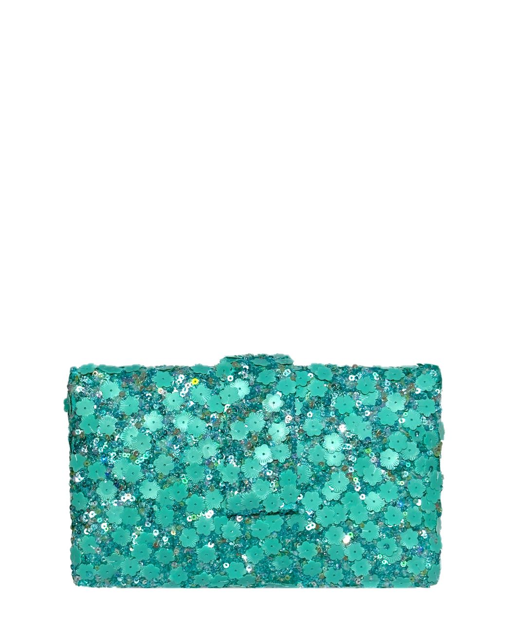 Simitri Green Floral Sequin Kitsch Clutch
