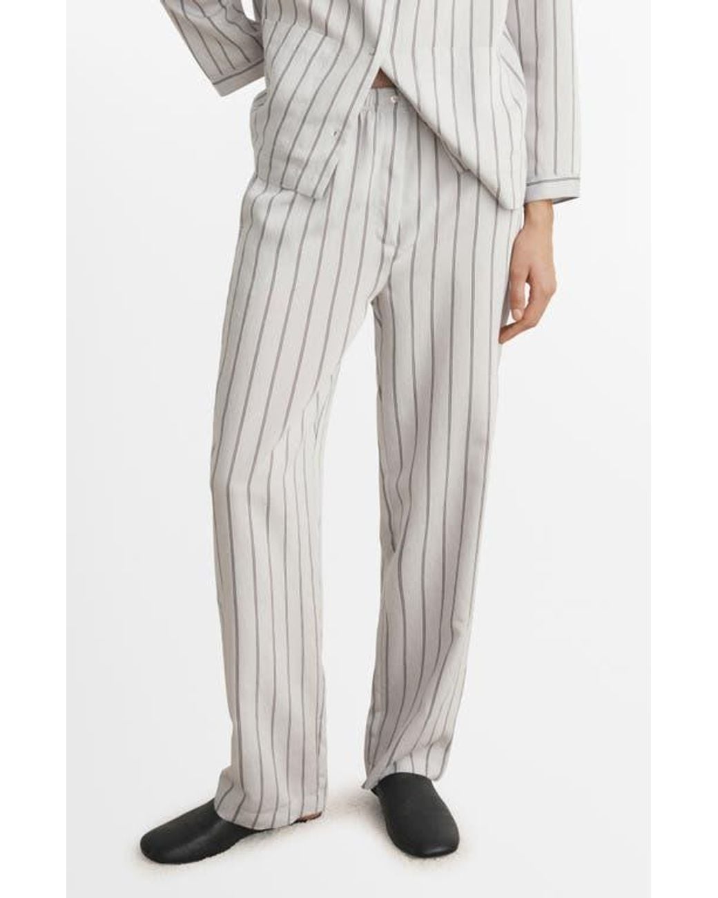 Mango White Stripe Pajama Pants
