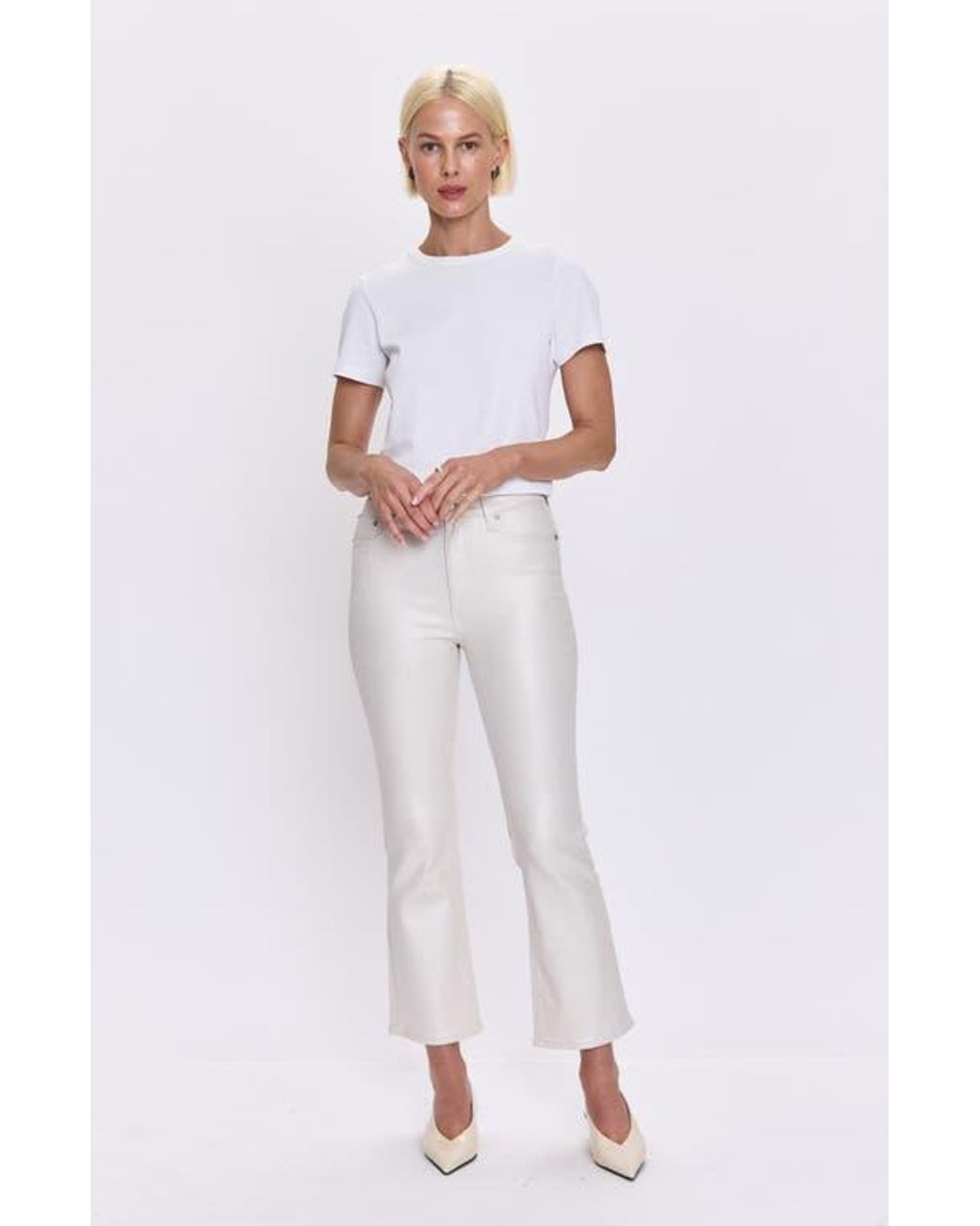 Pistola White Lennon Coated High Waist Ankle Bootcut Jeans