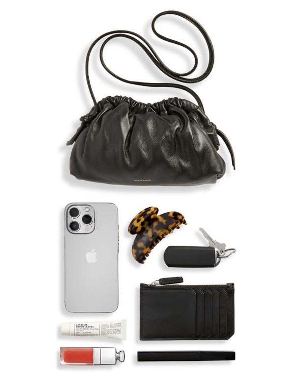 Mansur Gavriel Black Mini Cloud Leather Clutch