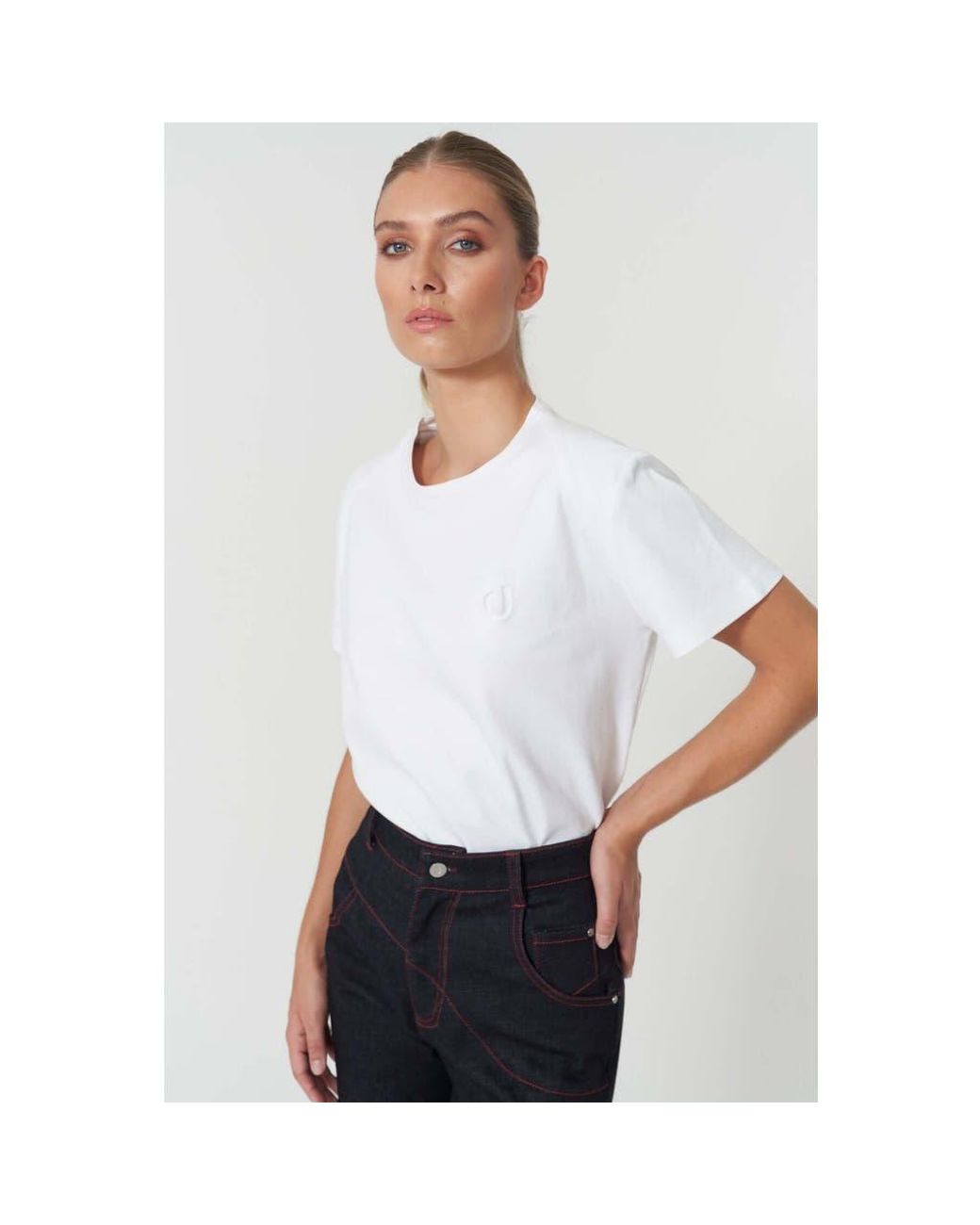 Jendue Black J Logo Oversize Basic T-Shirt