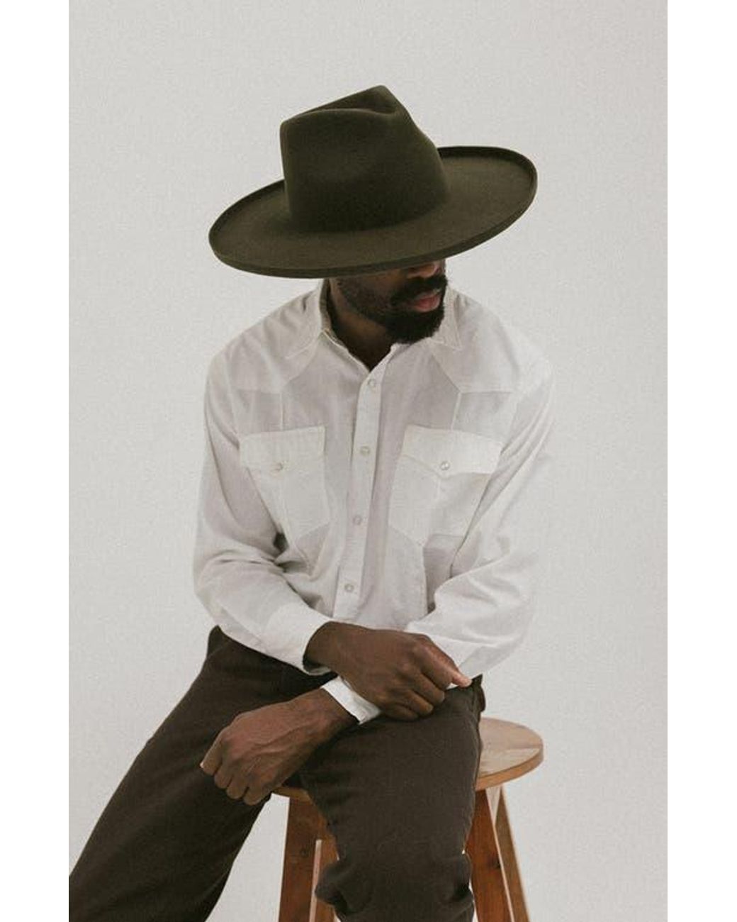 Two Roads Hat Co. Brown Five Points Wide Brim Fedora Hat for men