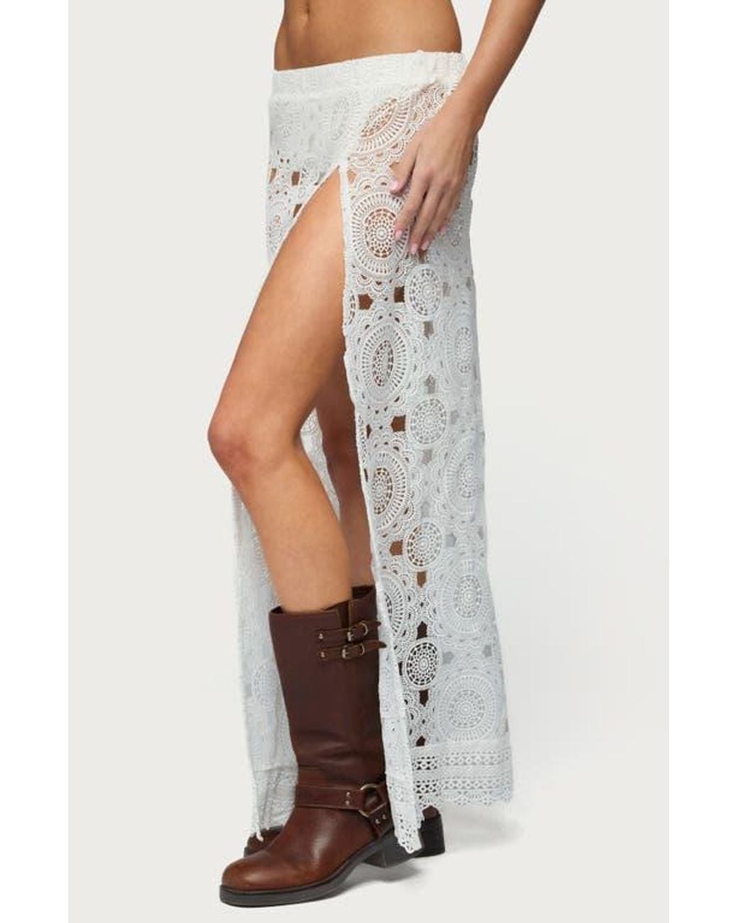 Edikted Milana Sheer Lace Maxi Skirt in White Lyst — free download