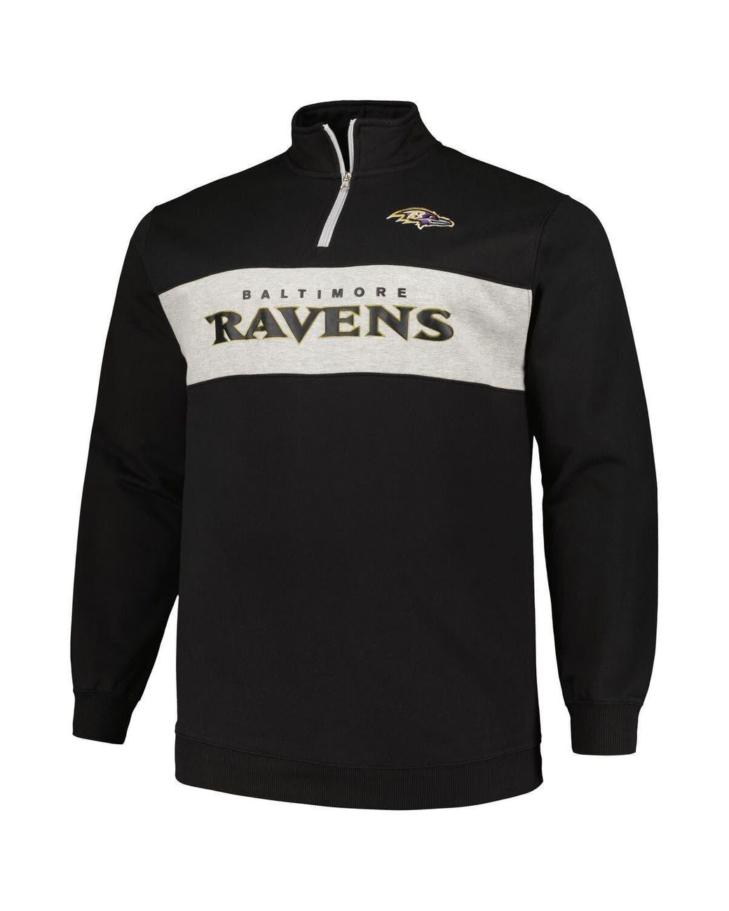 Men's Profile Black Baltimore Ravens Big & Tall Fleece Quarter-Zip Jacket