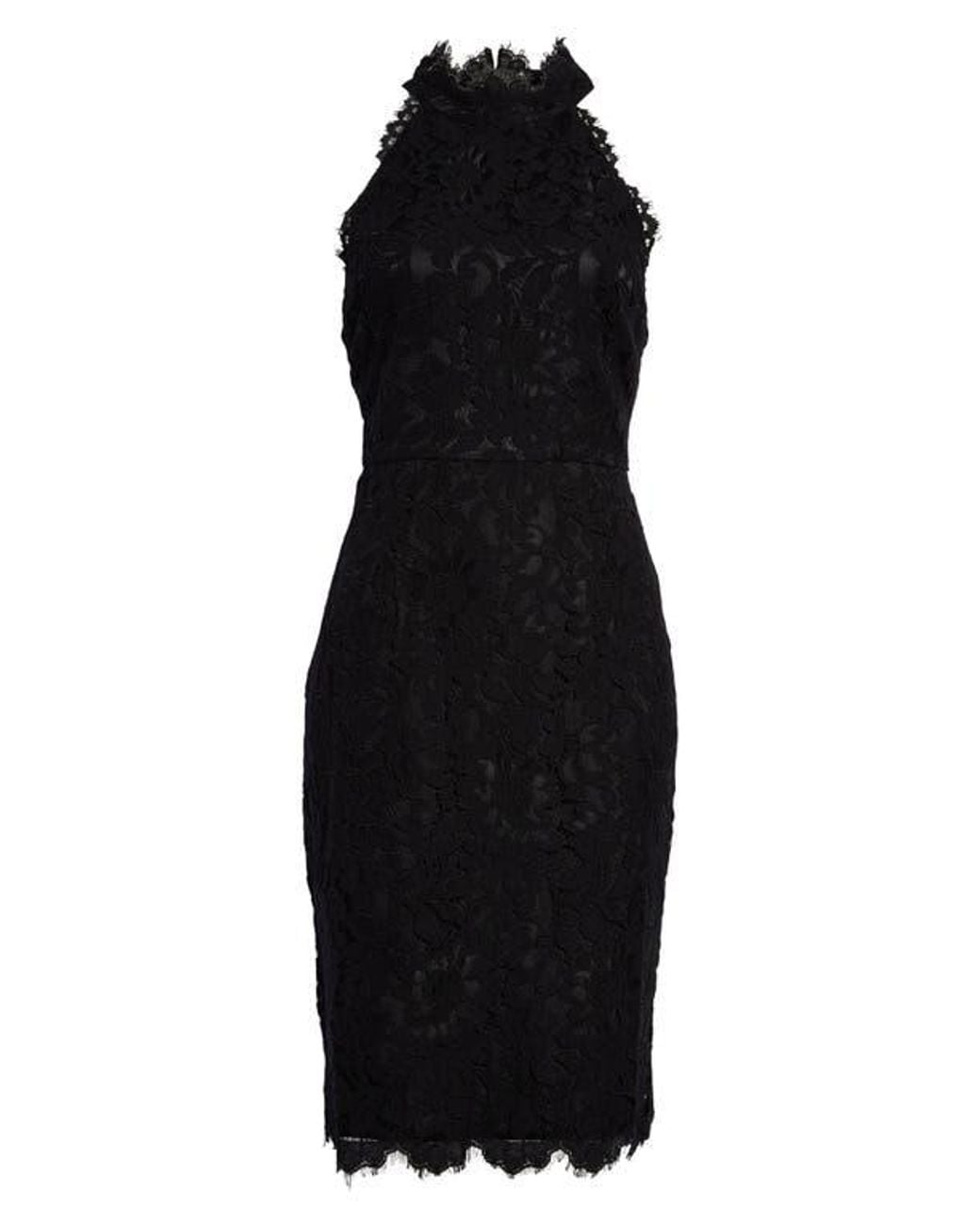 Eliza J Mock Neck Lace Sheath Dress in Black | Lyst