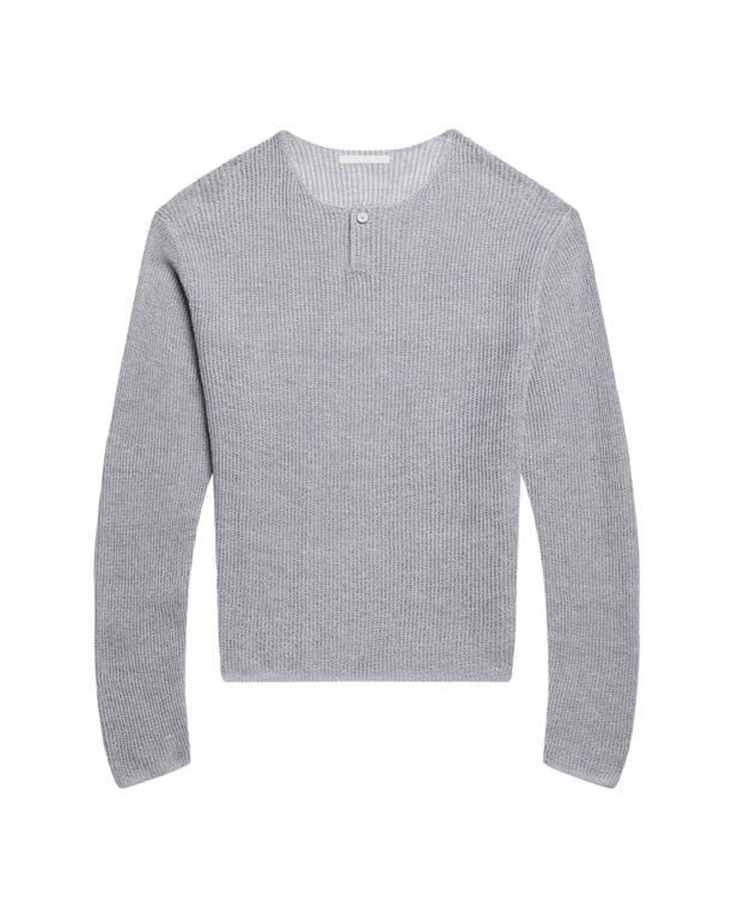 Helmut Lang Gray Texture Henley Sweater for men