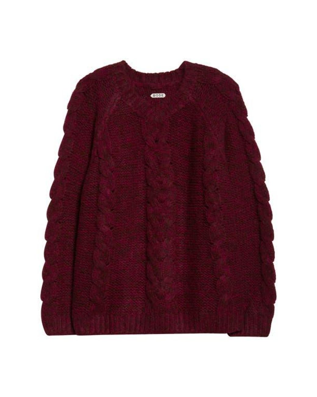 Bode Red Eiderdown Alpaca Blend Cable Sweater