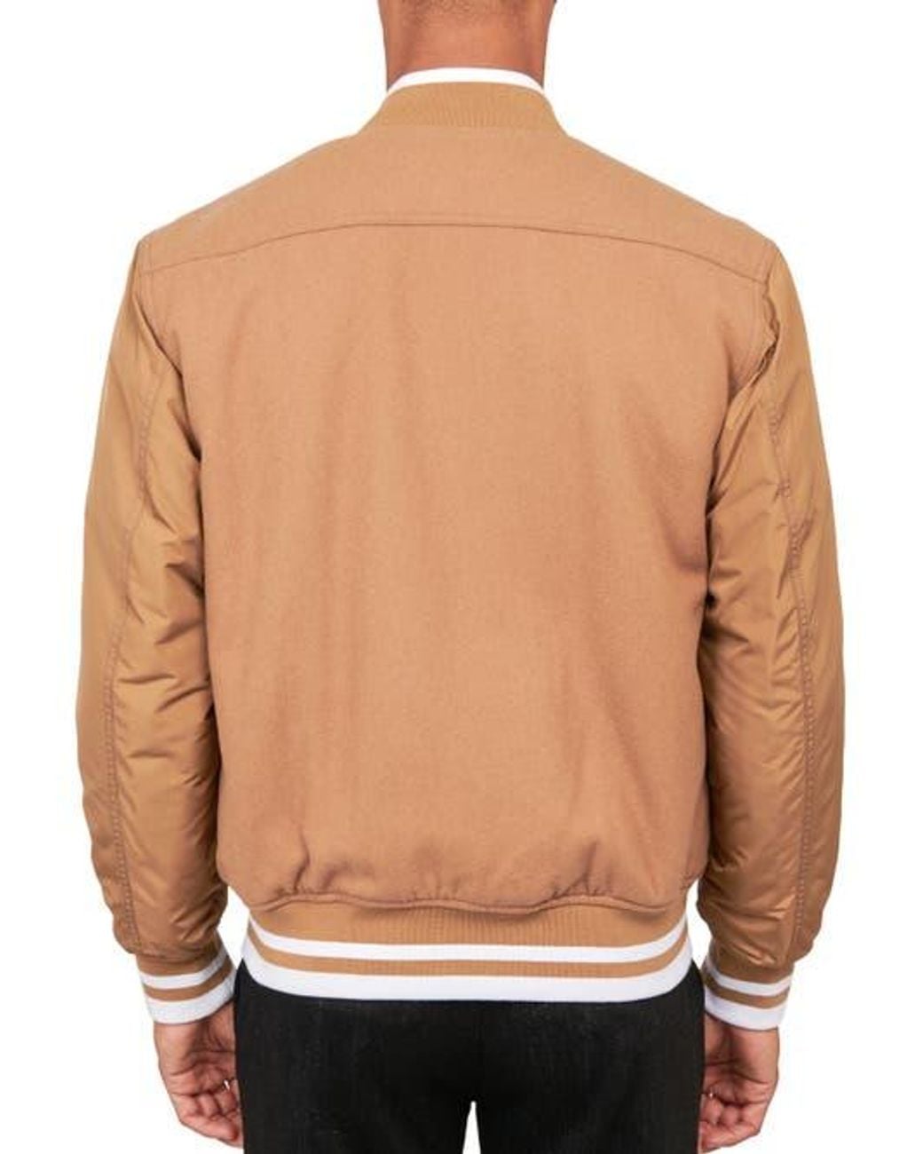 Con.struct Black Solid Varsity Jacket for men