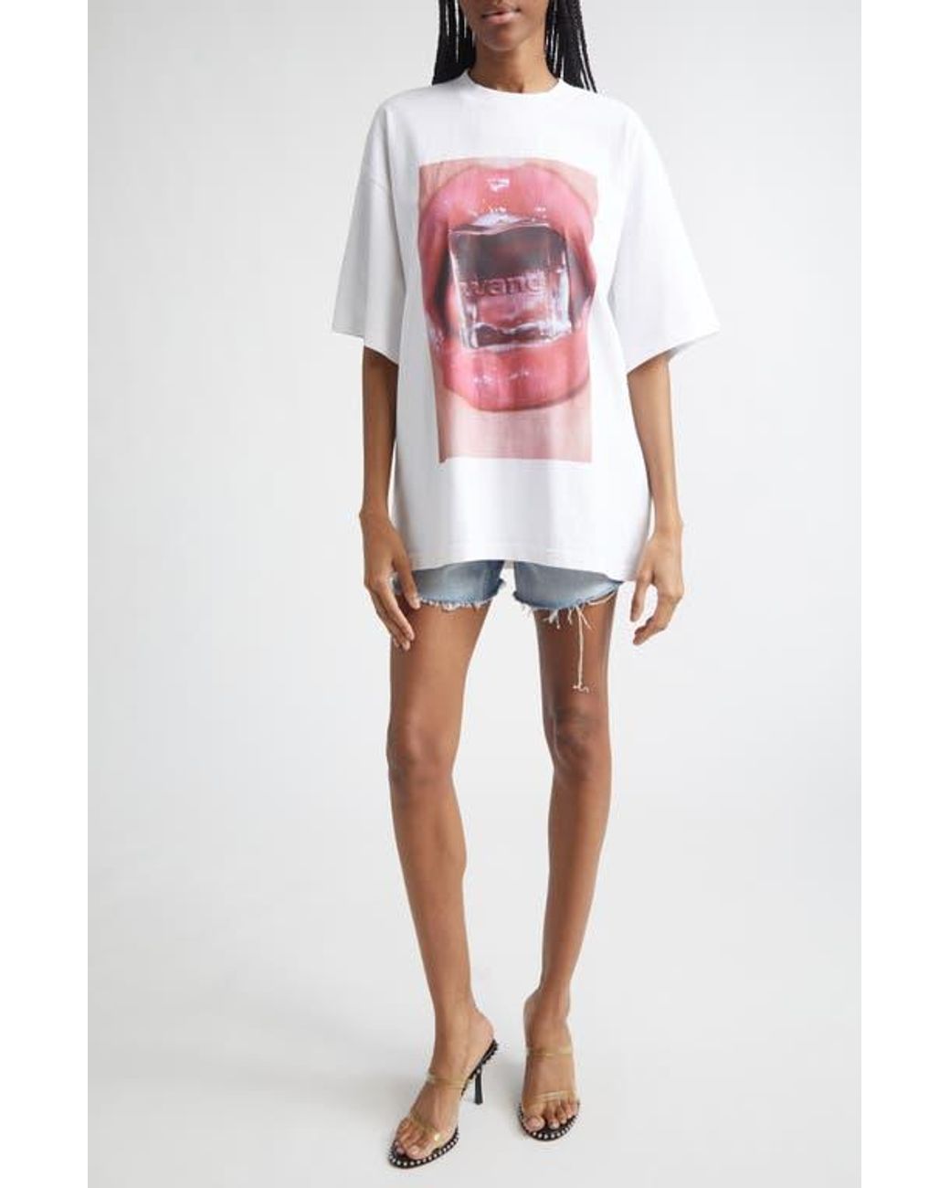 Alexander Wang Ice Cube Oversize Cotton Graphic T-Shirt in White