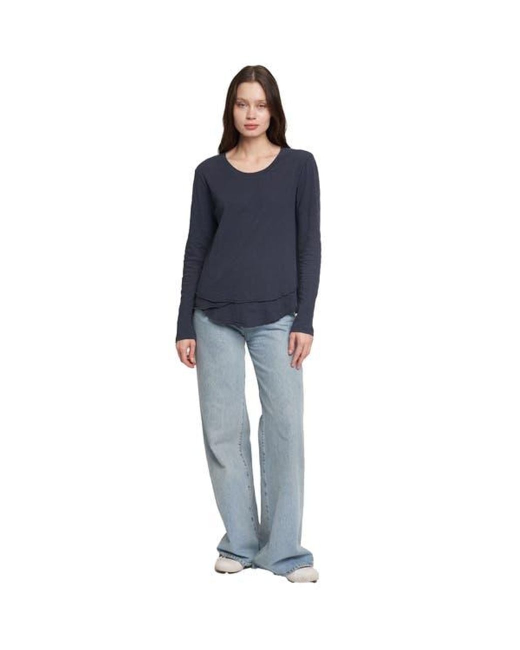 Wilt Blue Long Sleeve Mock Layer Tee