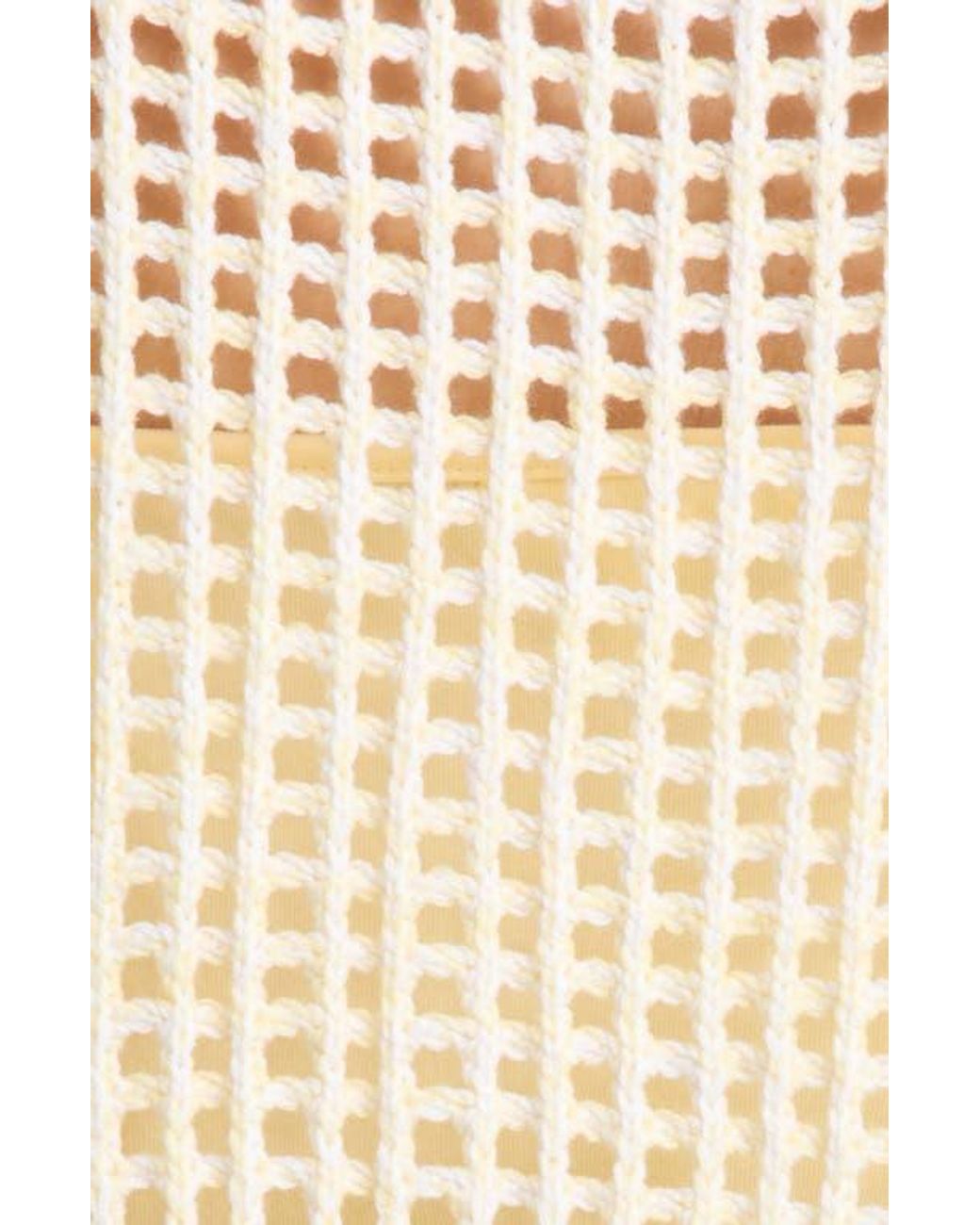 Splendid Natural Camellia Openwork V-Neck Cotton Blend Cardigan