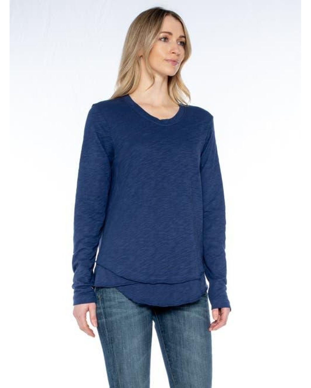 Wilt Blue Long Sleeve Mock Layer Tee