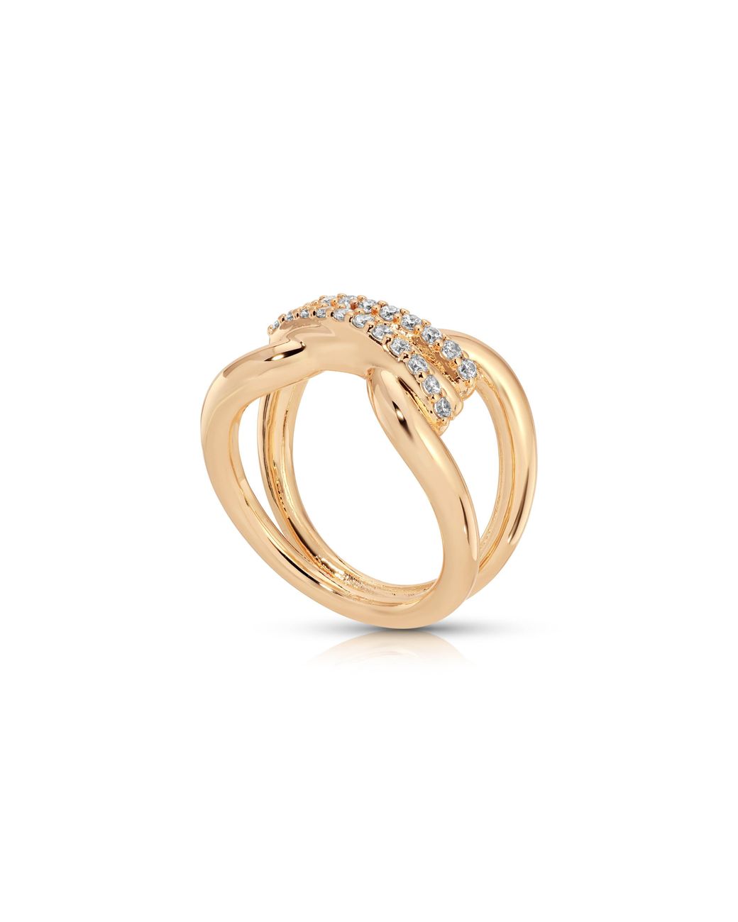 Ettika Metallic Knot Pave Wrap Statement Ring