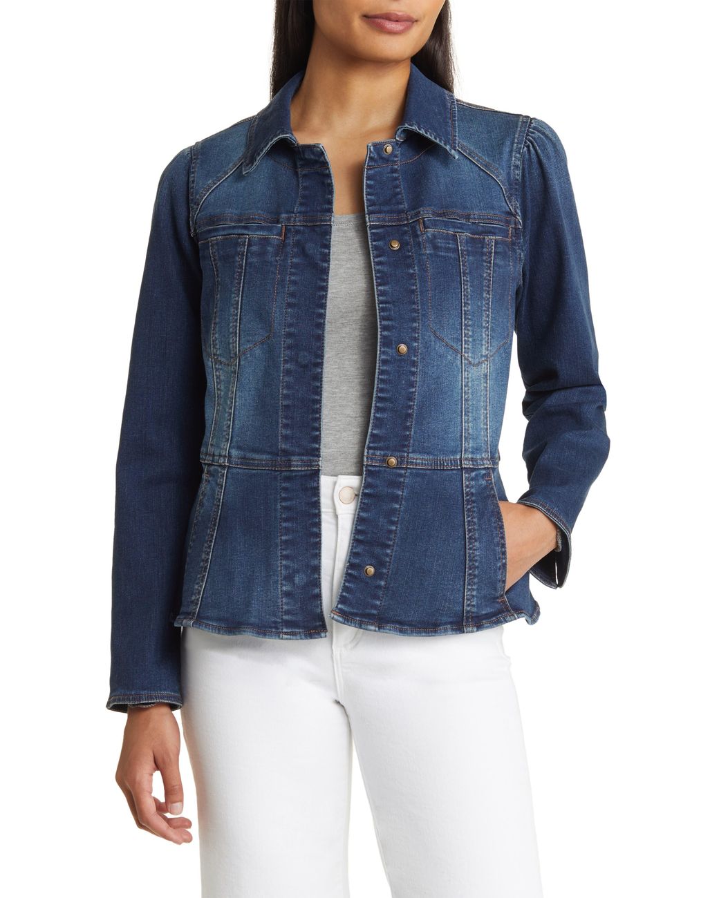 Wit & Wisdom Blue Peplum Denim Jacket