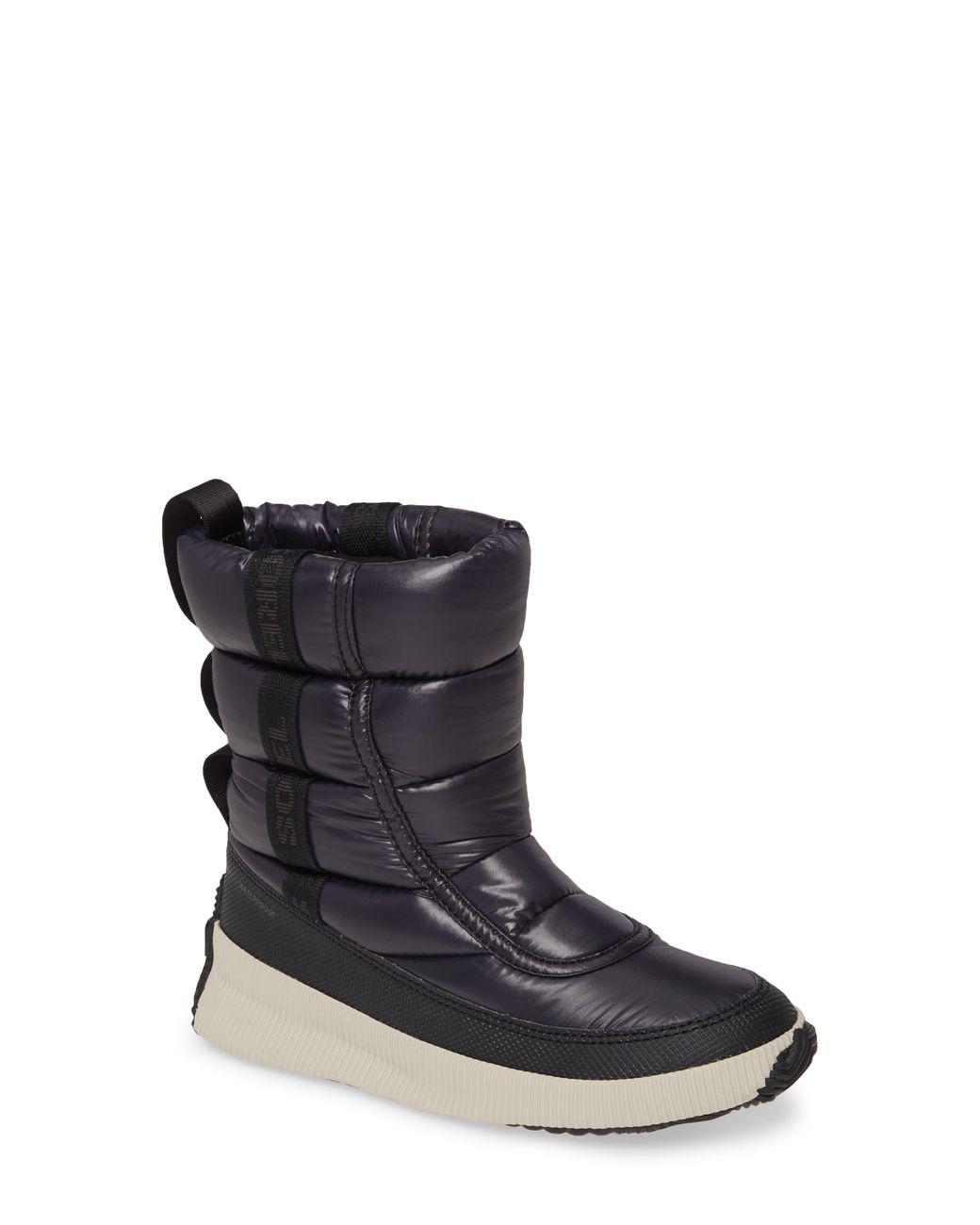 Sorel Synthetic Out N About Puffy Navy + Black Nylon Mid Boots | Lyst