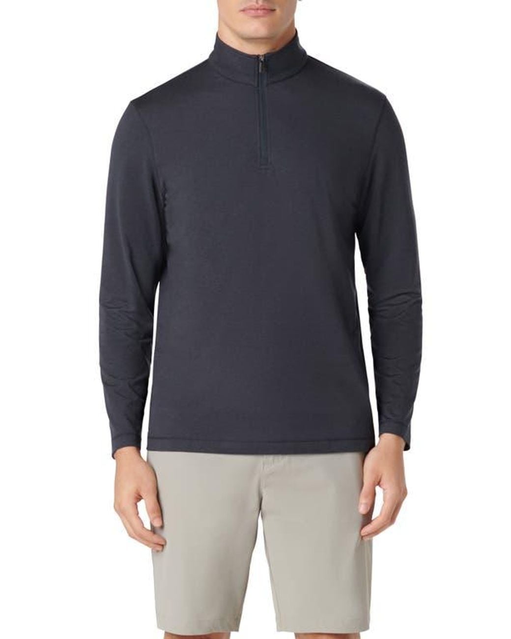 Bugatchi Blue Quarter Zip Performance Pullover for men