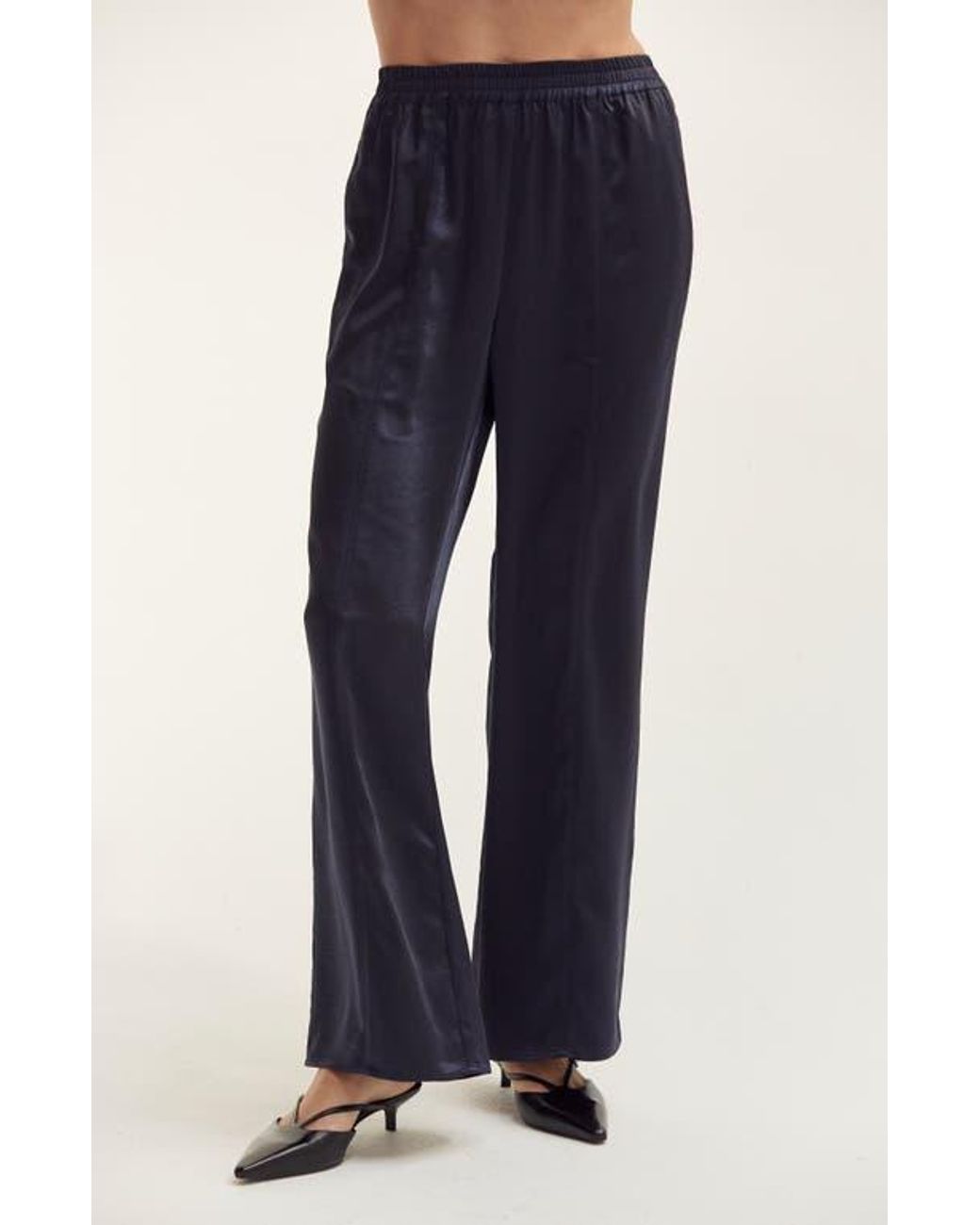 Crescent Blue Crushed Satin Pull-On Pants