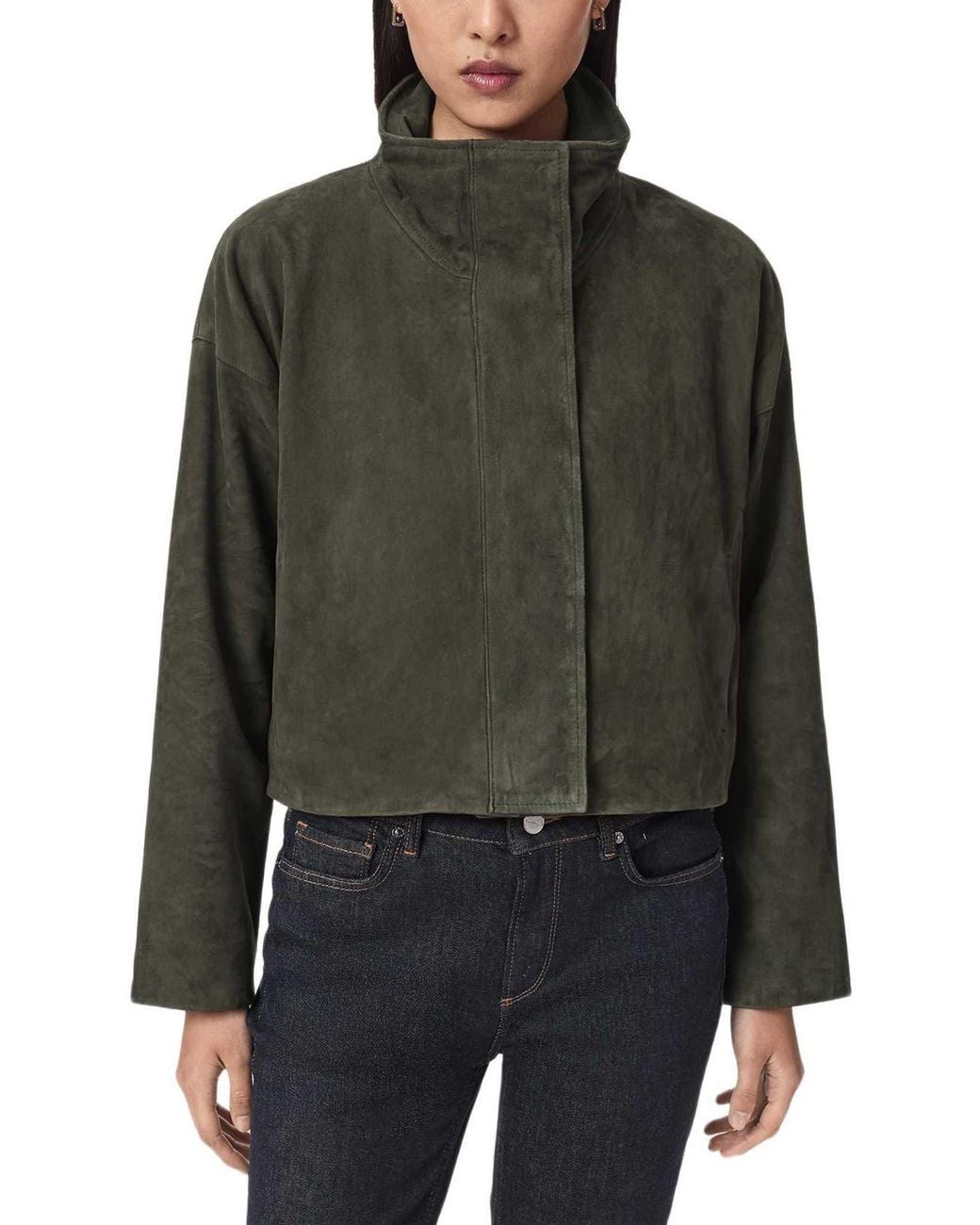 AllSaints Green Ryder Suede Jacket