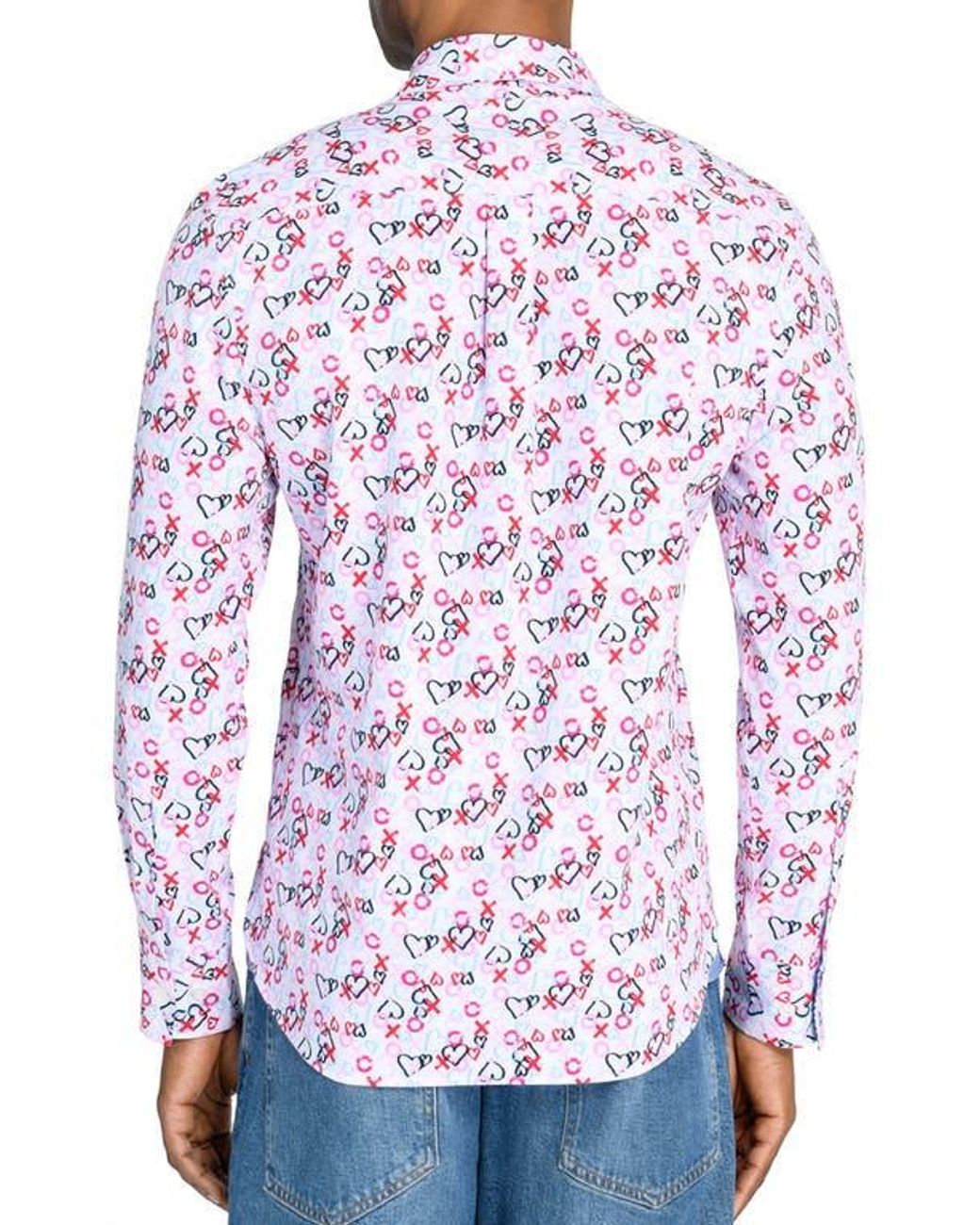 Con.struct Red Slim Fit Heart Motif Recycled 4-Way Stretch Performance Long Sleeve Shirt for men