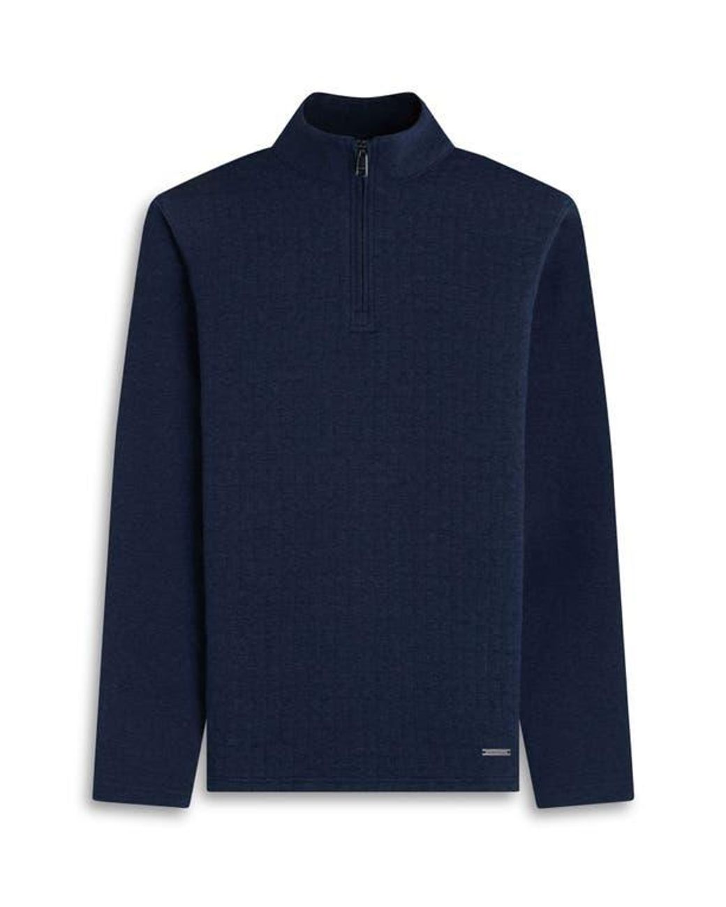 Bugatchi Blue Waffle Quarter Zip Cotton Blend Pullover for men