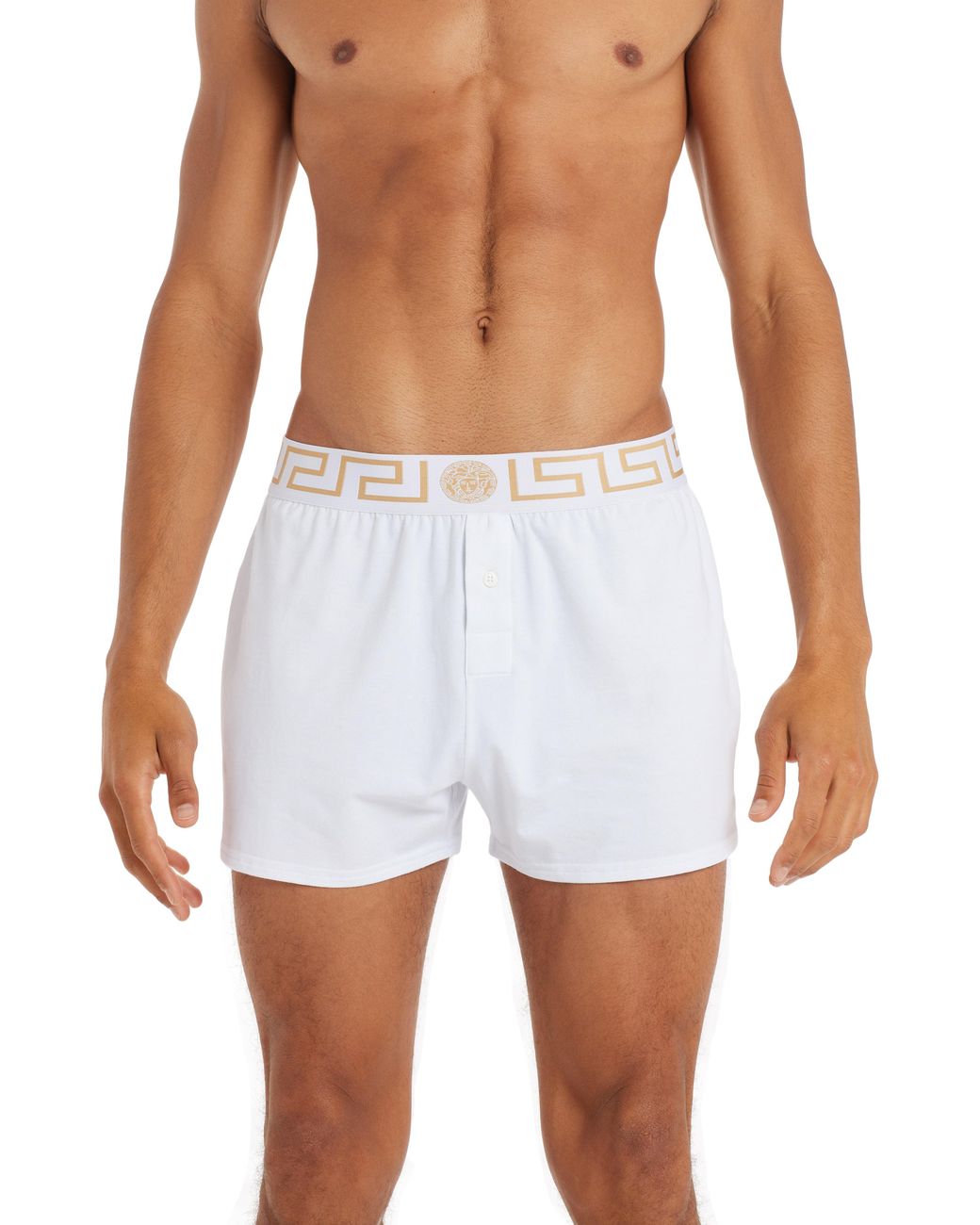 Versace Cotton Greca Border Boxers in White for Men - Lyst