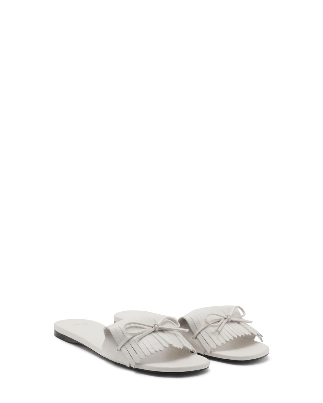 Mango White Fringe Slide Sandal