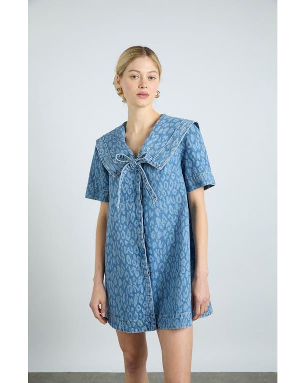 Damson Madder Goldie Leopard Laster Denim A-Line Dress in