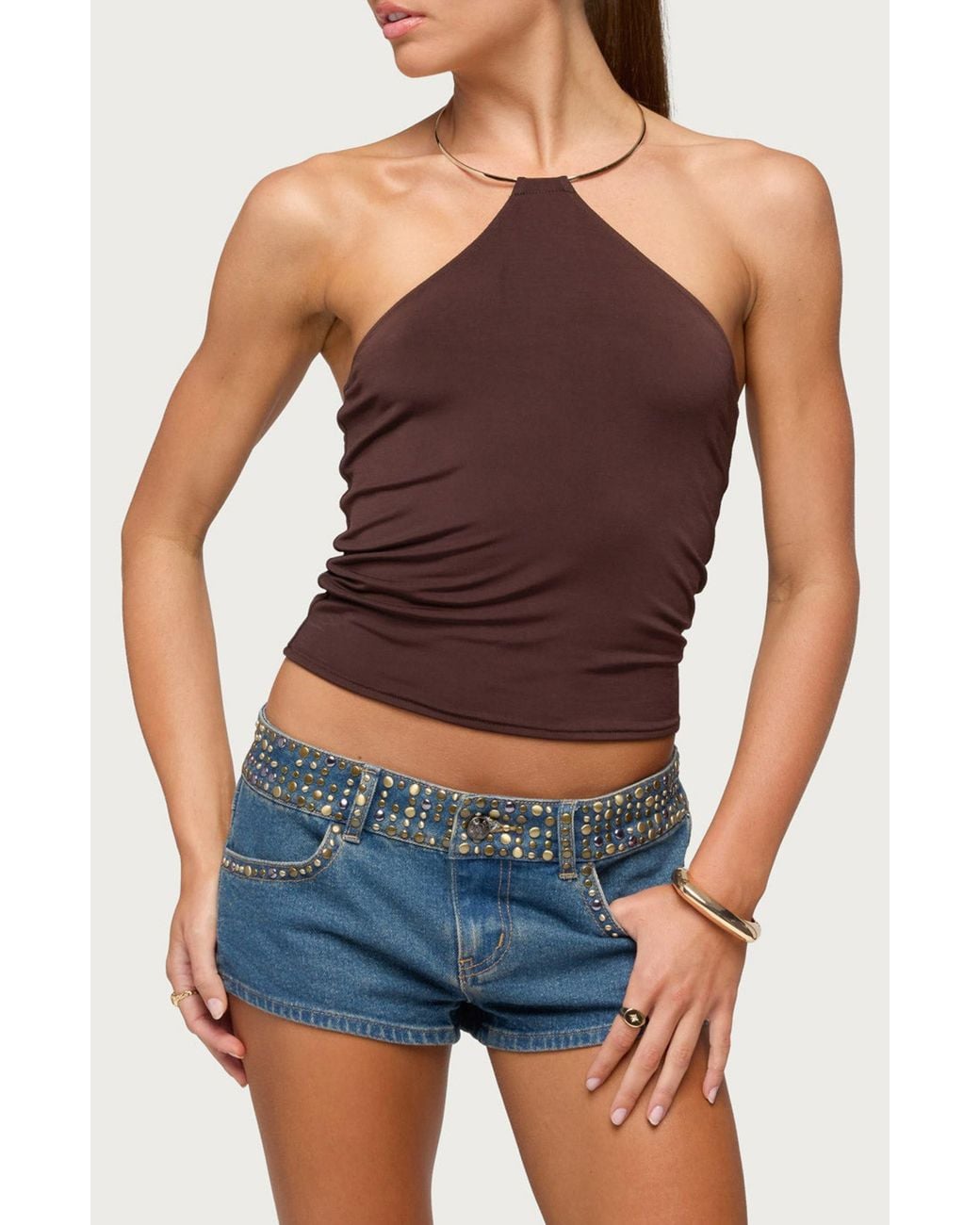 Edikted Blue Libie Ring Halter Top