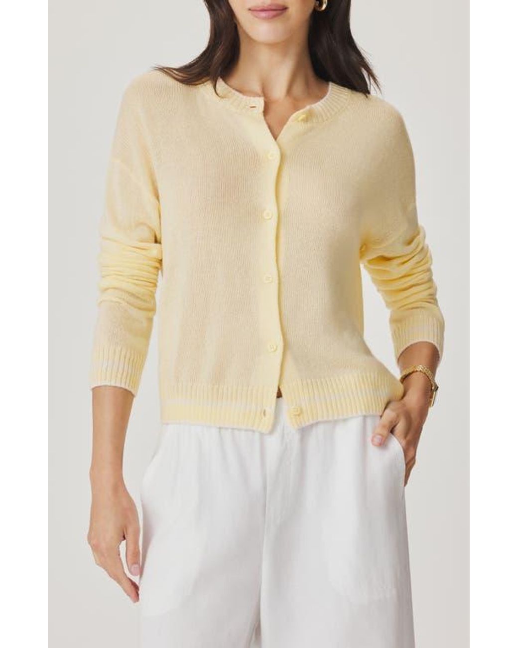 Splendid Cardigan Splendid Emerson Cardigan in Natural | Lyst