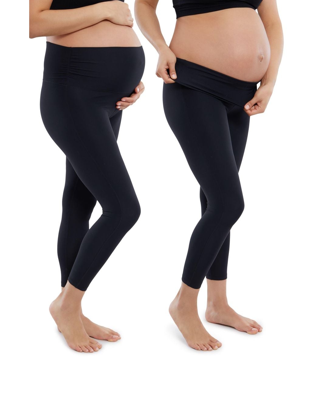 Ingrid & Isabel Blue Set Of 2 Fold Down Waist Maternity Leggings