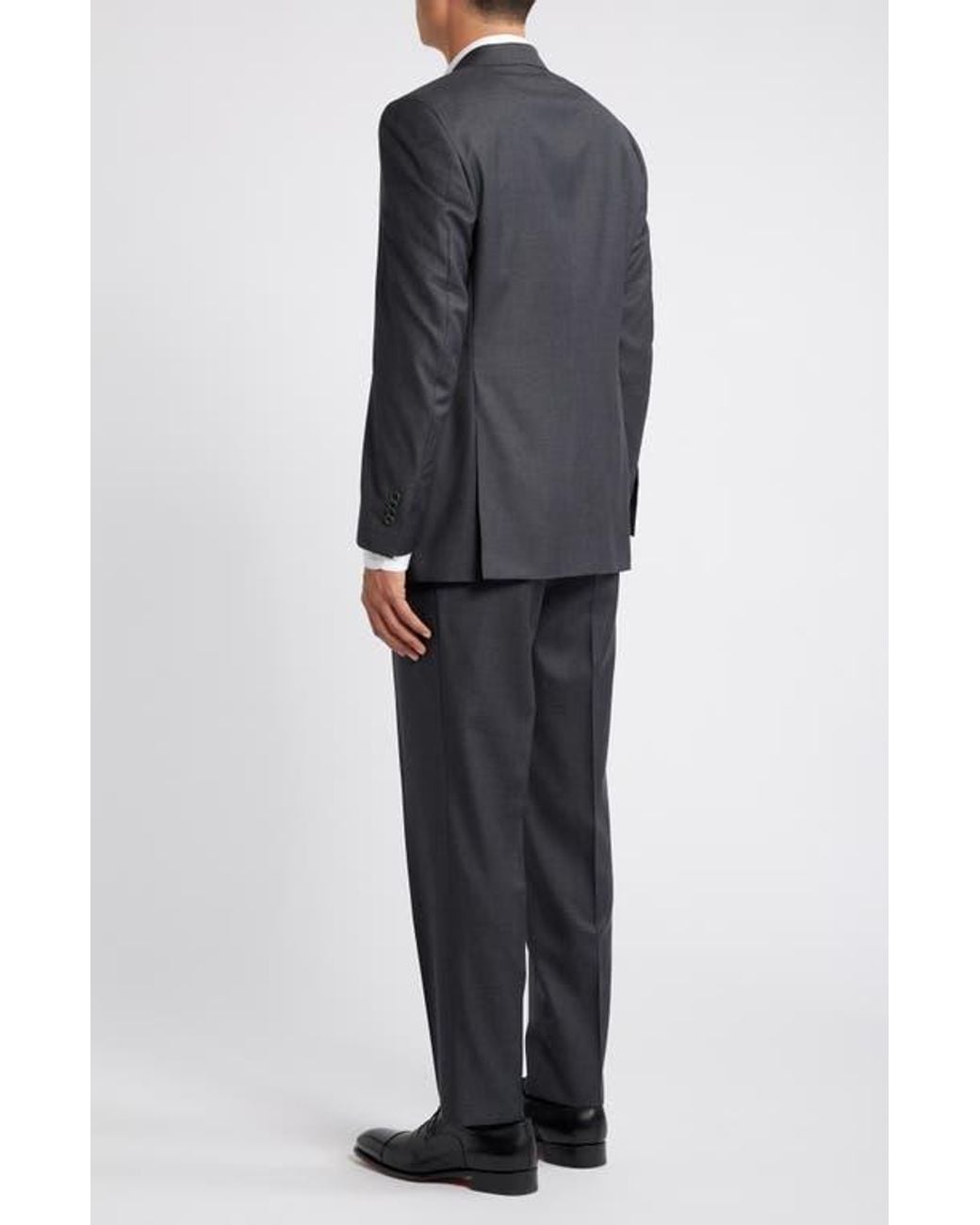 Canali Black Solid Wool Suit for men