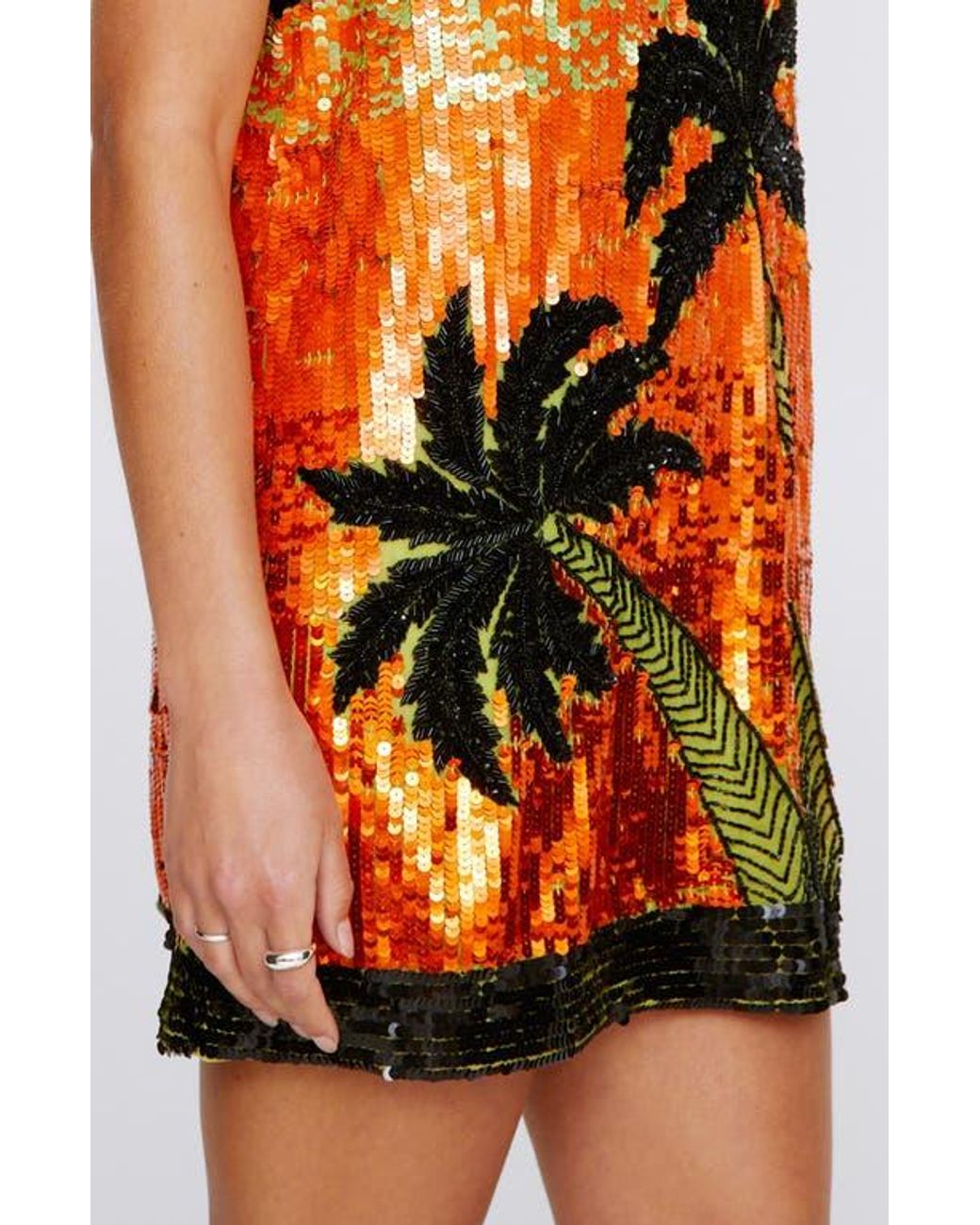 【関税＆送料込み】Palm Angels College Palm Sequin Mini Dre Palm Angels College Palm Sequin Mini Dress in Black | Lyst